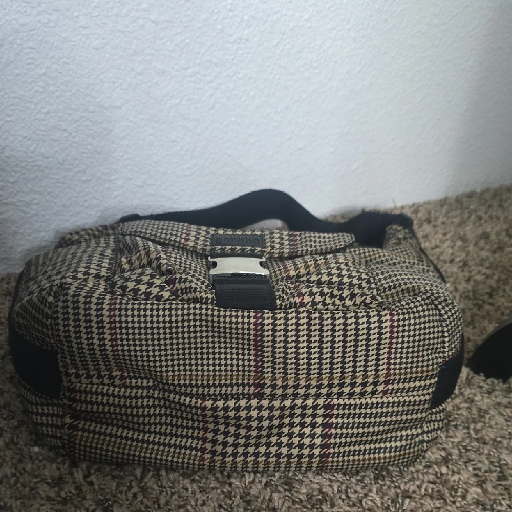 Ralph Lauren Nylon Colorful Houndstooth Shoulder Hobo Bag (EUC)🩶🤎🖤